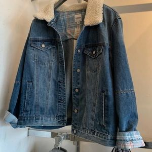 Kensie Sherling Trim Jean Denim Jacket